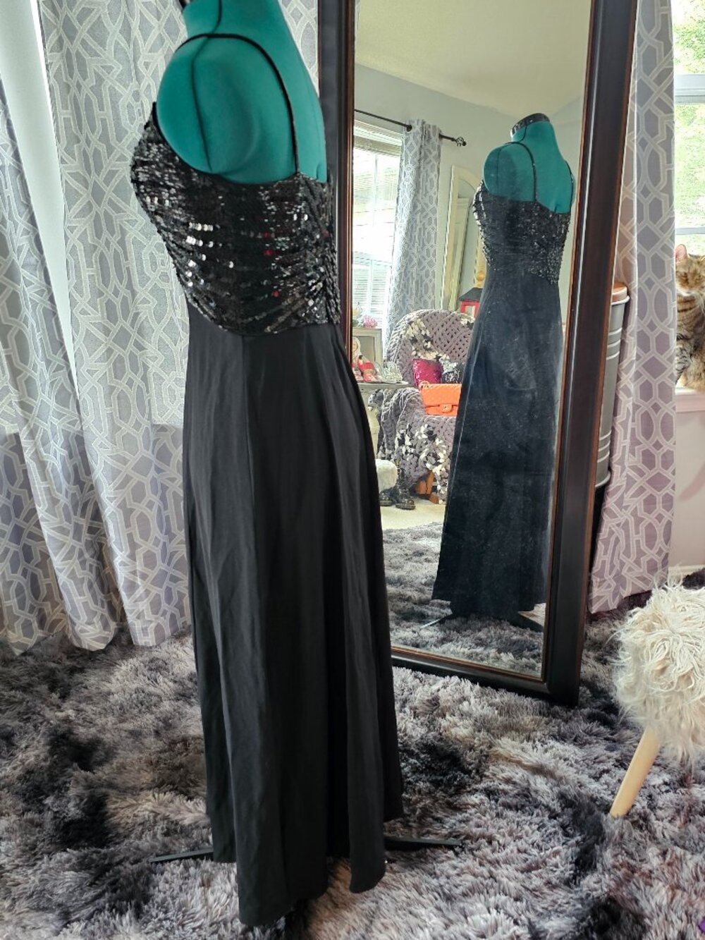 Alyce Designs Vintage Black Beaded Sequin Gown, Size 8 - Picture 2 of 6